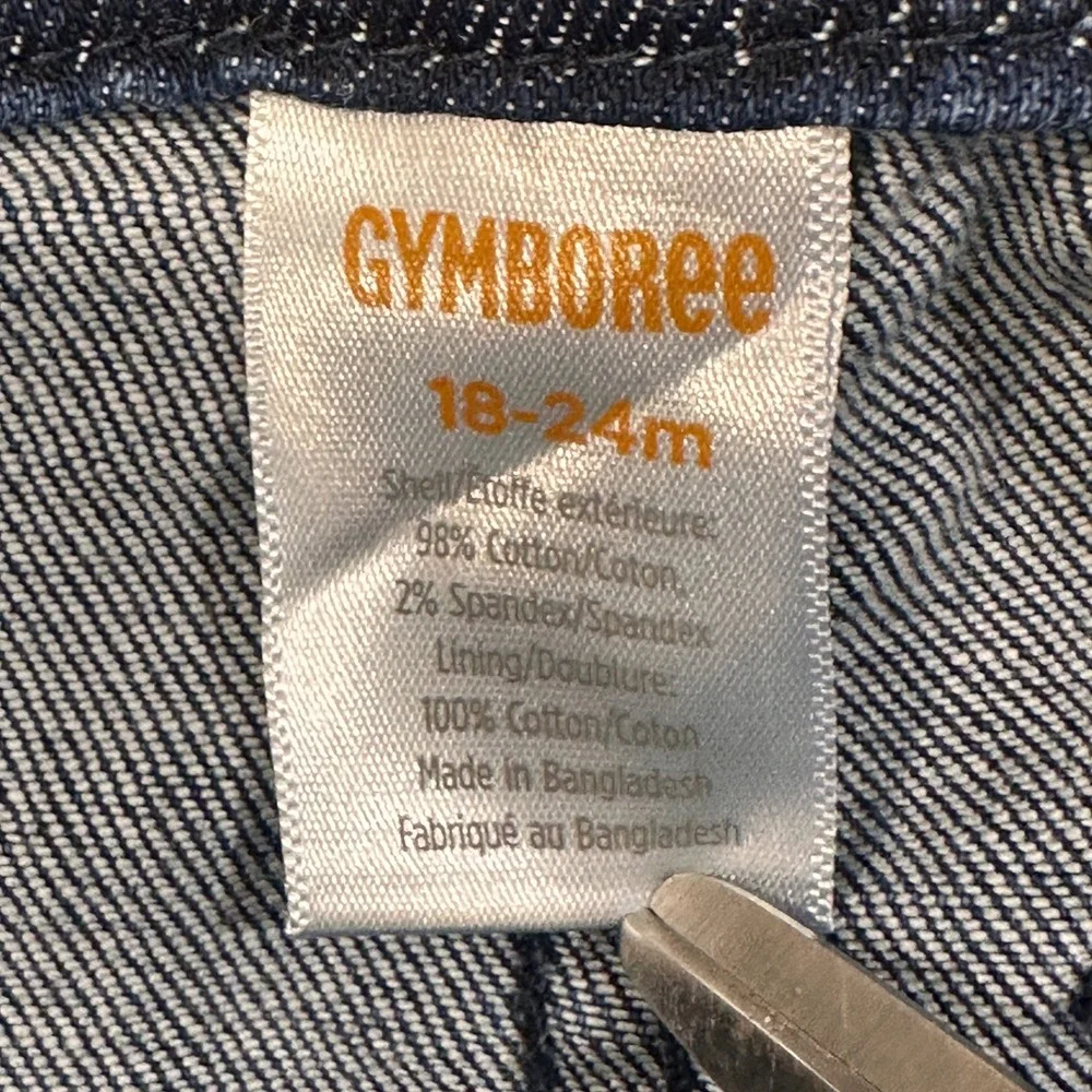 Gymboree Denim Shortall Overalls Toddler‎ 18-24M Dark Wash Plaid Lining